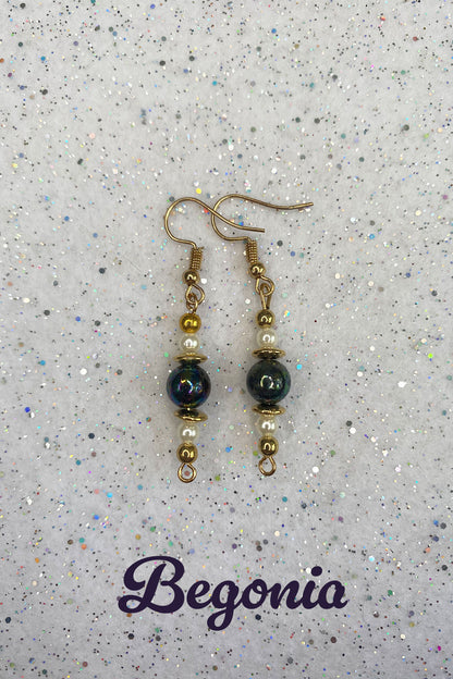 Black Iridescent Beaded Earrings