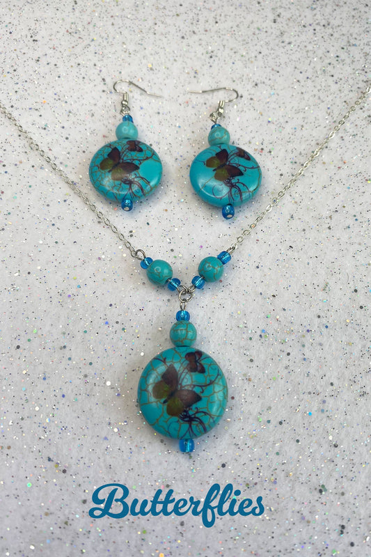 Butterfly Necklace and Earring Set