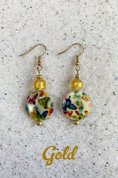 Butterfly Earrings with gold findings