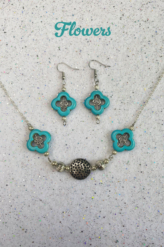 Flower Necklace and Earring Set