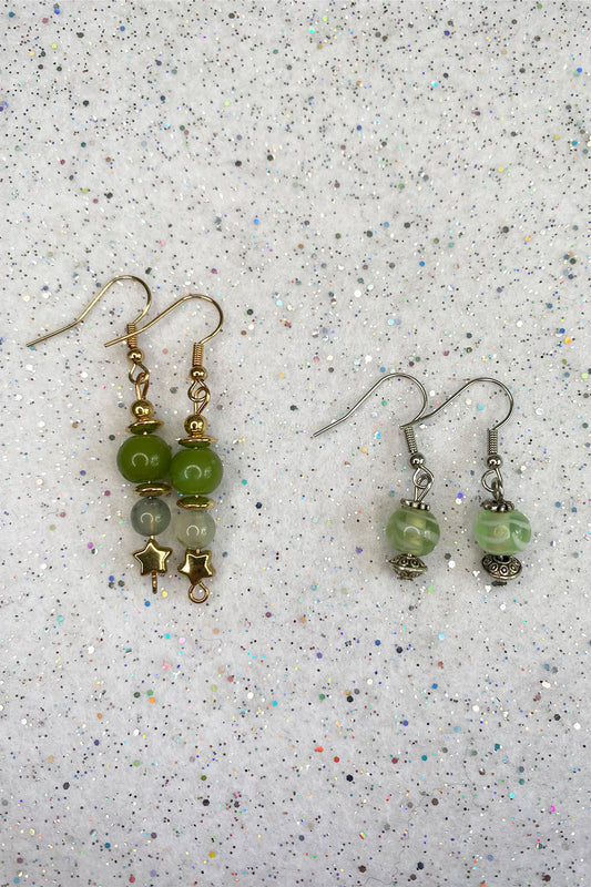 Green Beaded Earrings