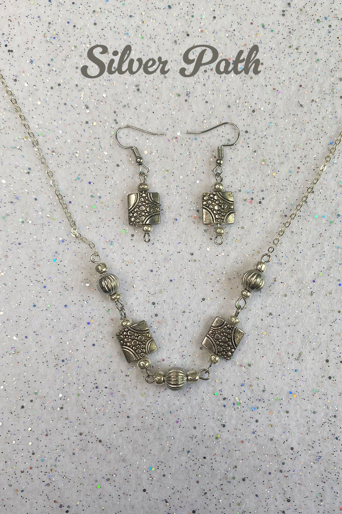 Silver Necklace and Earring Set